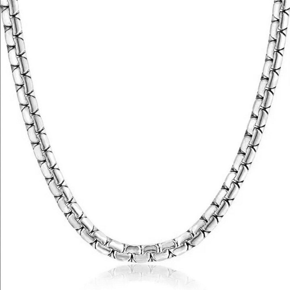 28" Mens 14K White Gold Chain Link Necklace Streetwear 14 Karat K Guys Jewelry - Picture 6 of 9